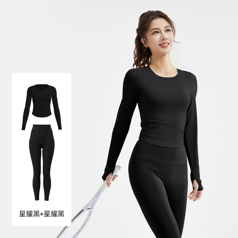 Juyitang nuevo traje de yoga delgado desnudo, delgado, elástico y transpirable, traje de fitness de ocio para correr