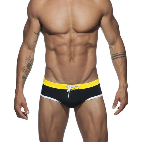 Men's Sexy Plain Triangular Swim Trunks with Cup Support, 3D Simple and Minimalist Quick-Dry Triangular Swim and Beach Trunks for European and American Men