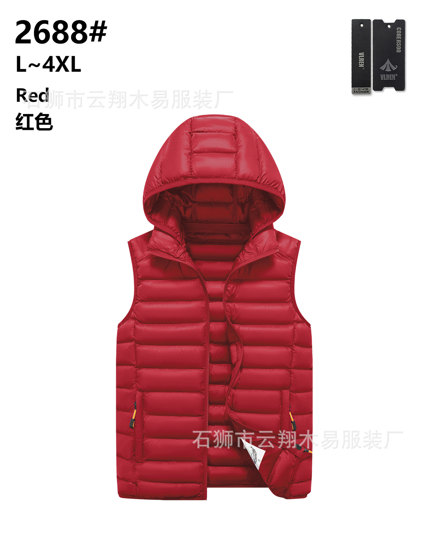 2023 Chaleco de algodón transfronterizo costillas engrosadas con capucha Chaleco de algodón raqueta de algodón europeo y americano Comercio exterior al por mayor