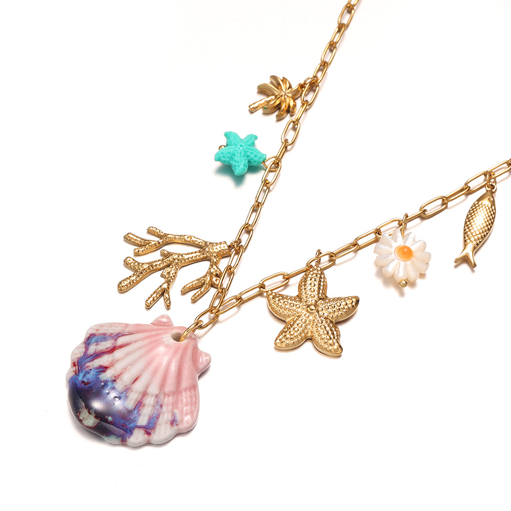 Taena Advanced Steel Ocean Wind Collar colgante desmontable Beach Holiday Wind Joyas explosivas transfronterizas