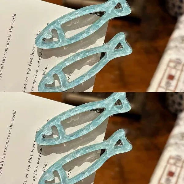 Blue Fish-Shaped Hair Clip, Ins-Style Side Bangs Clip for Girls, Sweet and Versatile Duckbill Clip, Hair Accessory, New Sweet Style