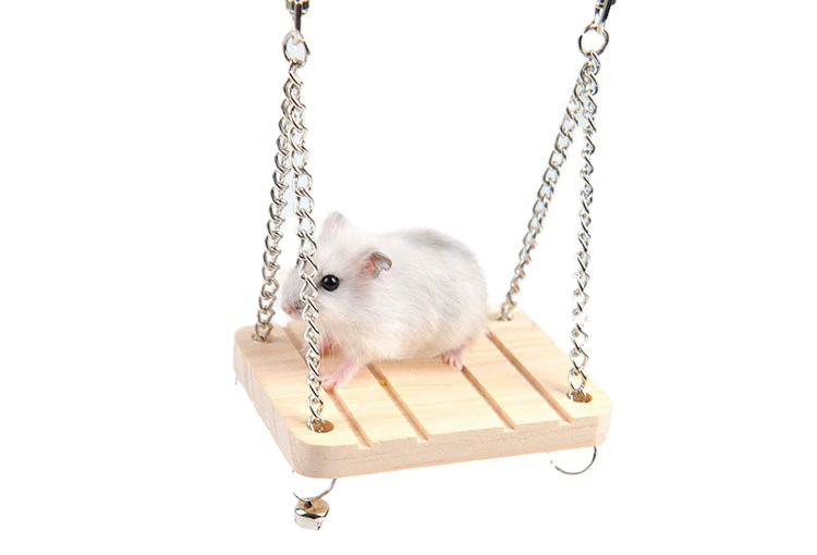Хомяк Игрушка Колокольчик Качели Гамак Деревянный Маленький Домашнее Животное Попугай Платформа Висит Деревянный Подвесной Мост