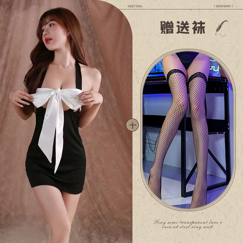 블랙 + 블랙 망사 스타킹