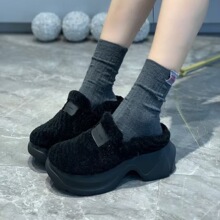 2025秋冬新款真皮羊毛毛拖鞋女保暖包头拖松糕厚底小个子毛毛拖鞋