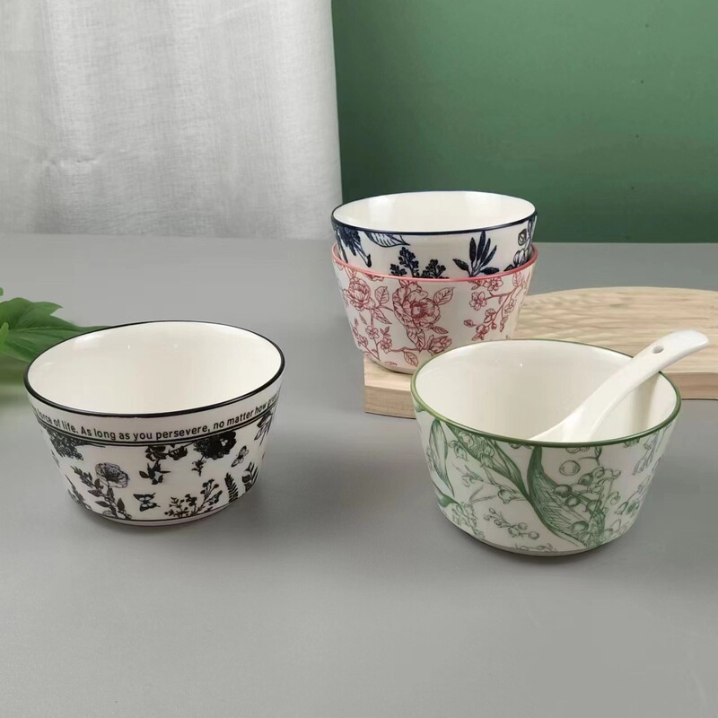 Underglaze Creative Internet-popular Ceramic Tableware Household Rice Bowl Student Meal Bowl Noodle Bowl Dessert Bowl Microwave Oven