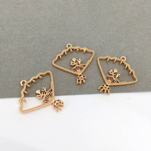 DIY jewelry accessories color-preserving electroplating porous fan pendant earrings ancient style retro Han clothing headdress material