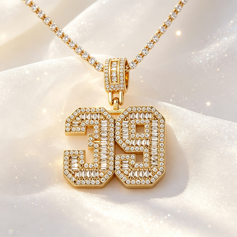 Cross-border hip-hop digital 39 necklace, clavicle chain pendant, women's trendy and popular wholesale jewelry, lightweight luxury pendant Cross-border hip-hop digital 39 necklace, clavicle chain pendant, women's trendy and popular wholesale jewelry, lightweight luxury pendant