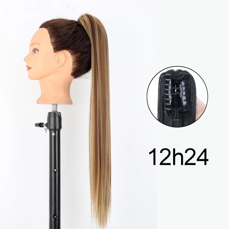 22inch 爪クリップストレートヘアポニーテール化学繊維かつら女性ロングストレートふわふわハイポニーテール|undefined
