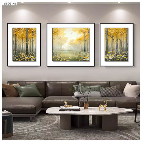 Modern luxury living room decor painting high-end sofa wall art abstract minimalist triptych mural leather embossed texture painting