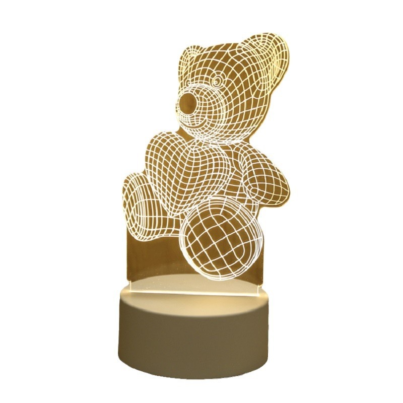 지능형 음성 제어 3D 야간 조명 터치 3 색 다채로운 LED 분위기 빛 창조적 인 선물 아크릴 테이블 램프