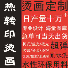 彩艺柯式白墨烫画工厂热转印胶印服装补丁印花图案水洗标防升华