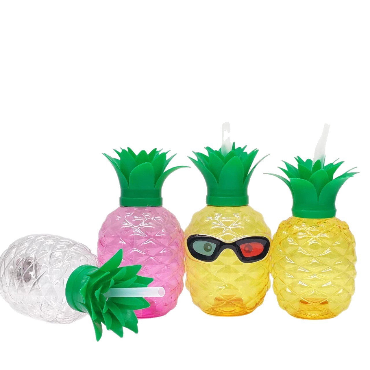 Venta caliente de comercio exterior fabricante spot PET taza de árbol de coco taza de pajita de plástico botella de jugo desechable forma personalizada árbol de coco