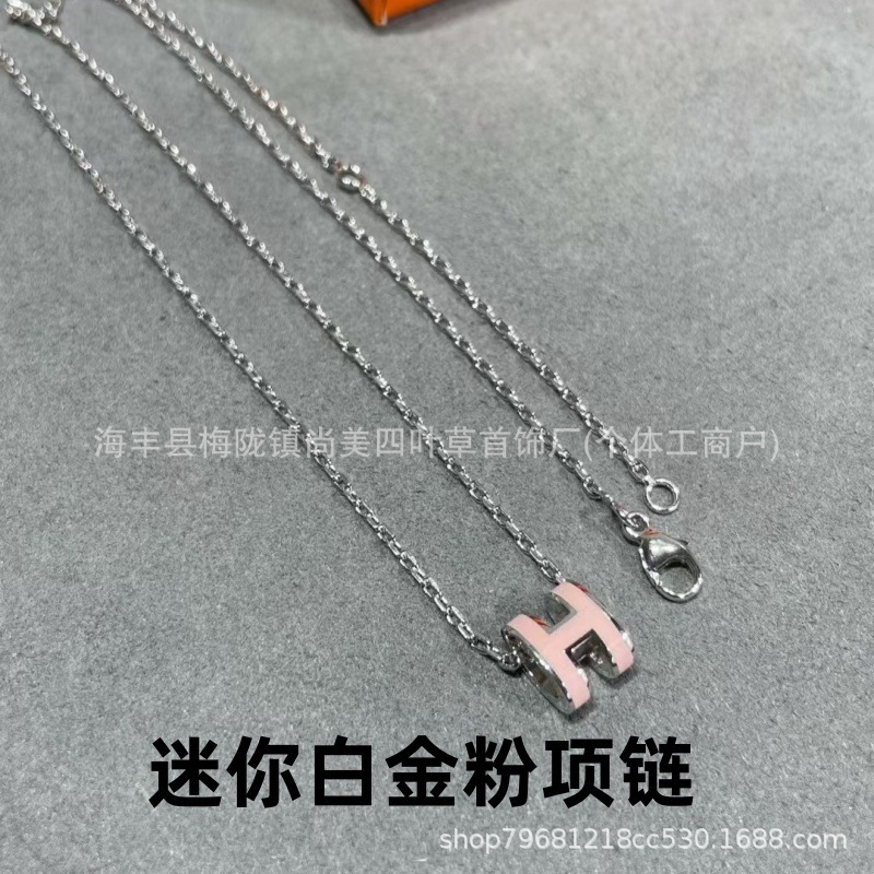精工版V金H珐琅大号项链女mini锁骨链吊坠高级时尚百搭流行女耳钉|undefined