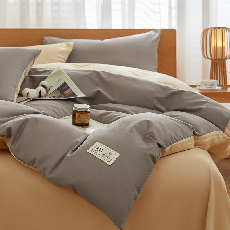 ins algodón puro cuatro piezas de cama de color sólido clase A piel de algodón sábanas cubiertas de cama dormitorio de estudiantes tres cuatro piezas de cama