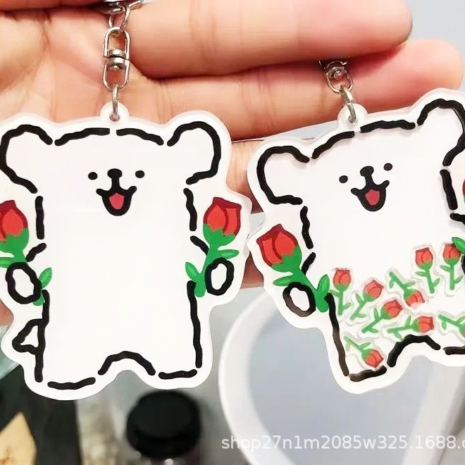 Holiday Gift with Rose Puppy Rocking Pendant Schoolbag Keychain Internet Celebrant Students Send Girlfriend to Girlfriend