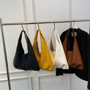 Imitation cowhide PU women's bag texture pleated bag fashion simple stitching trend armpit bag European and American one-shoulder two-piece set