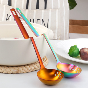 Thickened 304 Stainless Steel Z-type Wall-hanging Hot Pot Spoon Sand Light Two-in-one Half-side Spilling Soup Shell Dual-purpose Seven-point Soup Colander