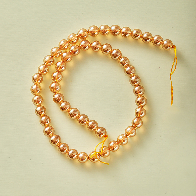 Natural Crystal Bracelet Champagne Color Round Beads Semi-finished Beads Beading Handmade Diy Hand String Accessories