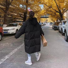 奶黃羽絨棉服女中長款2023年冬季新款韓版chic面包服棉衣加厚外套