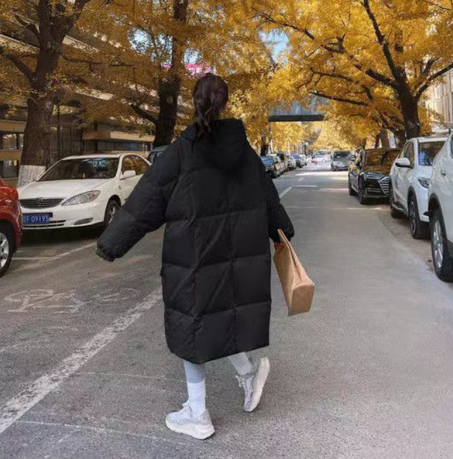 奶黄羽绒棉服女中长款2022年冬季新款韩版chic面包服棉衣加厚外套详情6