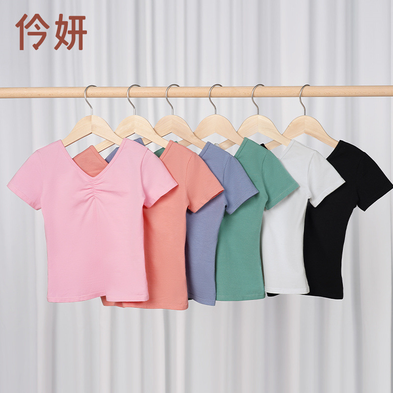 Ropa de baile para niños, ropa de verano, ropa de entrenamiento de manga corta, ropa de baile, prueba de arte de danza china para niñas, ropa corporal