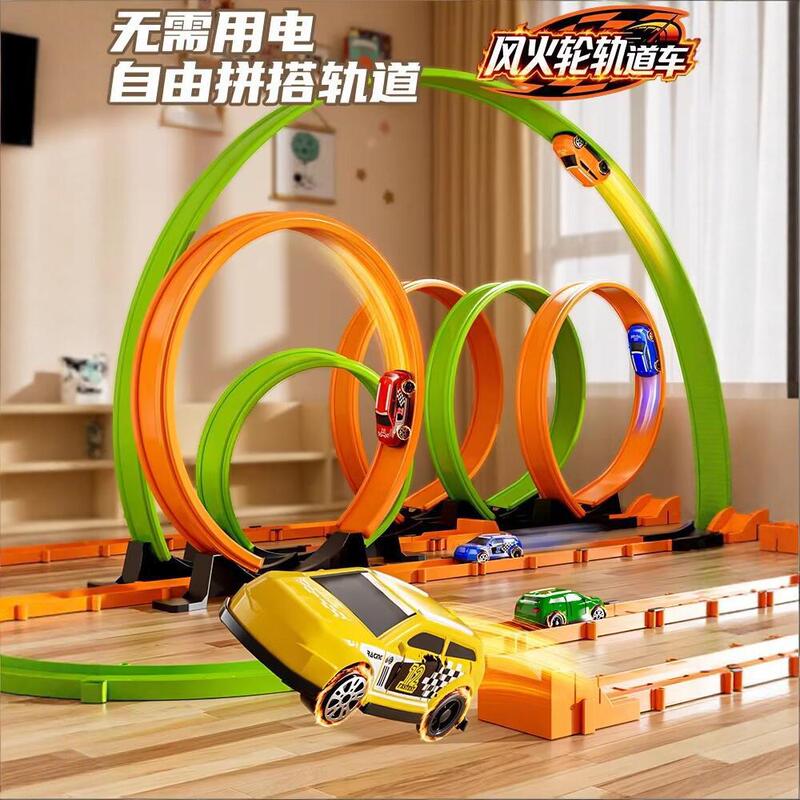 Track Car Ejector Track Car Racing Track Pull-Back Abs Sliding Children's Boys' Toy Track Slide