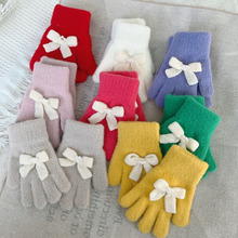 2025 韩版卡通针织分指手套 缤纷小马图案 男女童冬季保暖五指潮