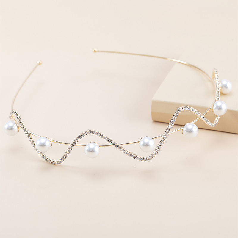 Perla horquilla diadema onda de alto grado rhinestone estilo coreano simple adulto exquisita diadema accesorios para el cabello horquilla de hadas