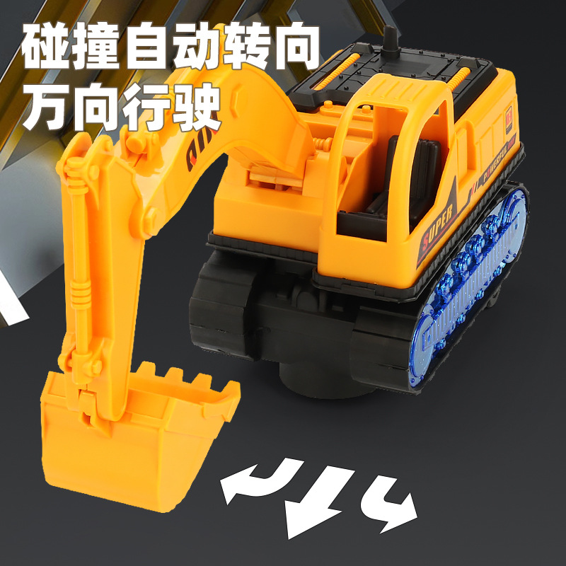 Juguete de excavadora universal eléctrica para niños modelo de excavadora de luz de música de simulación juguete de parada de vehículo de ingeniería