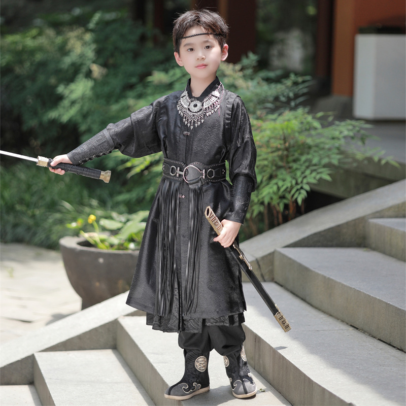 汉服男童夏季套装唐装儿童古装男孩中国风古风演出服新中式立领