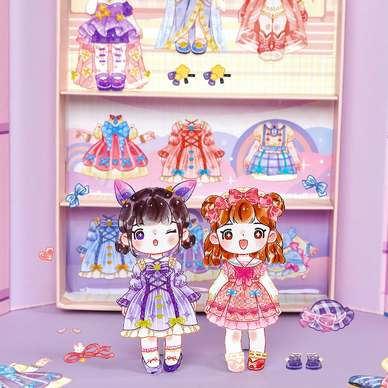 Xinmo libro de pegatinas suave serie de disfraces de dibujos animados lindo escena de los niños de vestir tranquilo libro Diario pegatinas