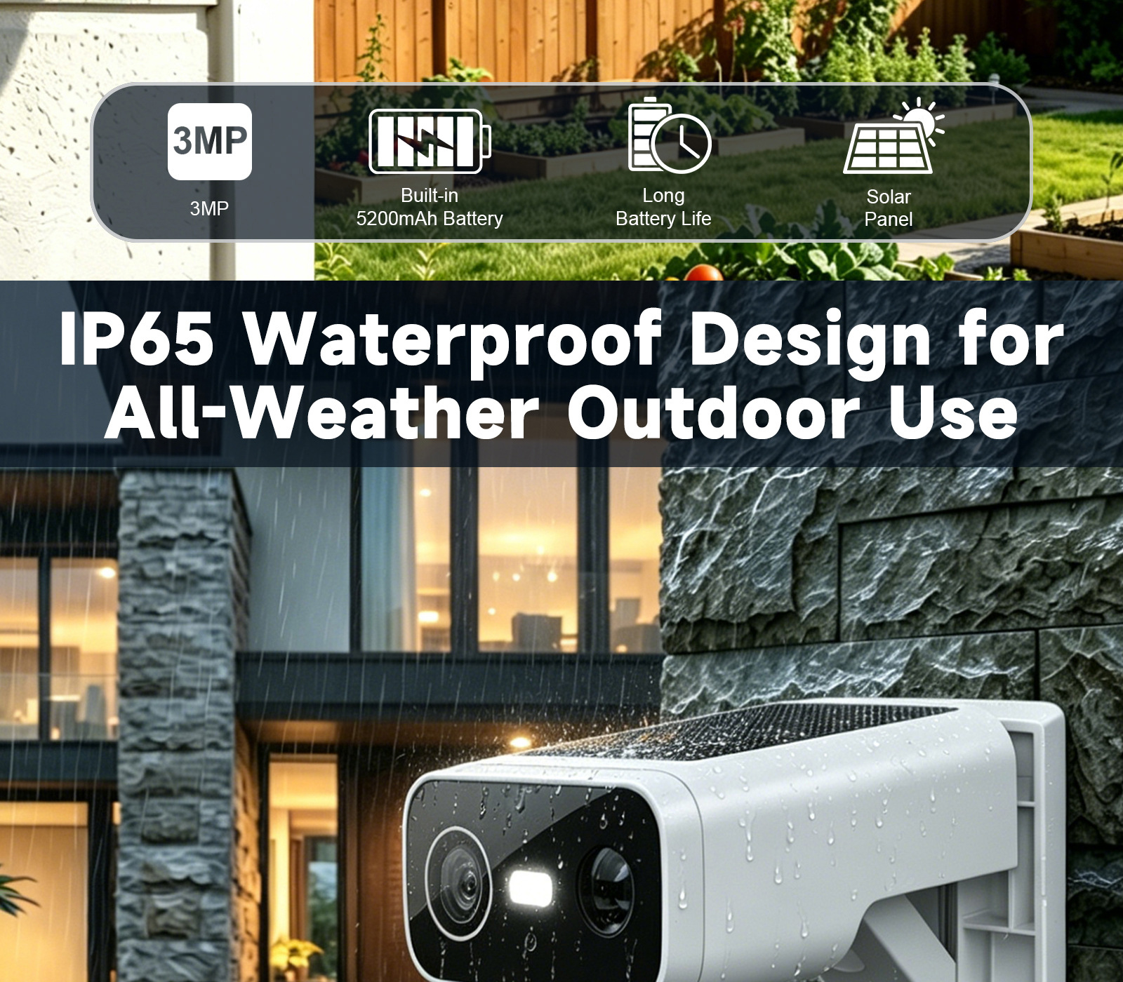 Cross-Border Dual-Lens Panoramic Night Vision HD Wireless WiFi Camera with Linkage Tuya Smart Monitoring