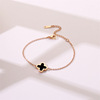 Double-sided bracelet stainless steel, golden chain, accessory, does not fade, four-leaf clover, pink gold, light luxury style
