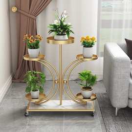 高端轻奢铁艺花架子室内客厅可移动绿植花架阳台绿萝高颜值置物架