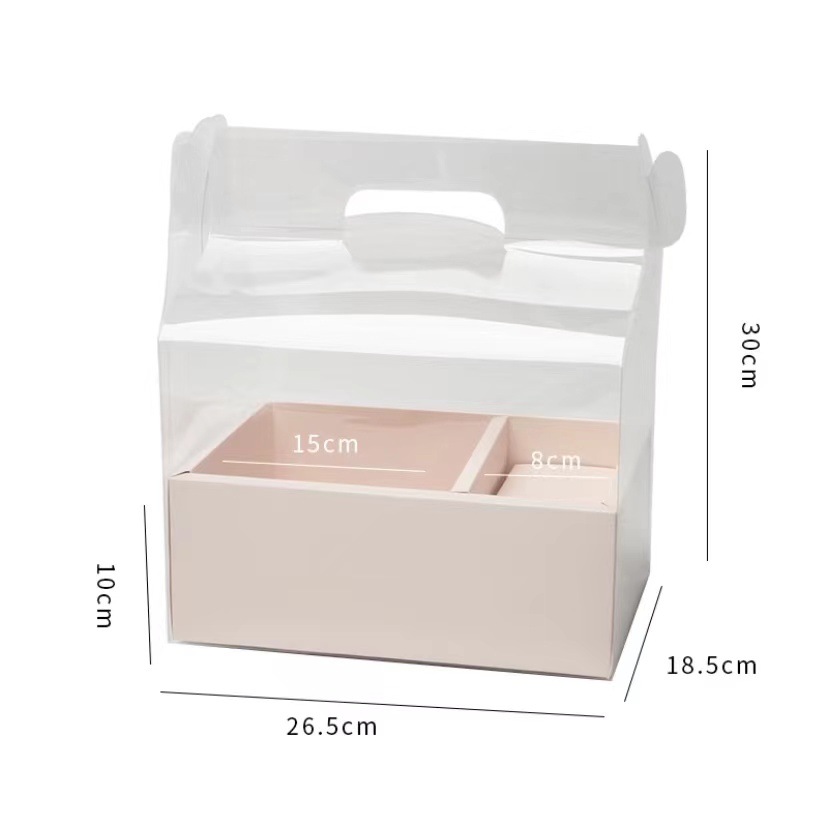 Yixing transparente PVC caja portátil de pastel de flores recubierto caja de regalo de frutas impermeables caja de embalaje de pastel
