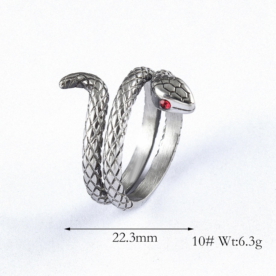 Hip-Hop Rock Streetwear Snake 304 Stainless Steel Polishing Inlay Zircon Unisex Rings display picture 1