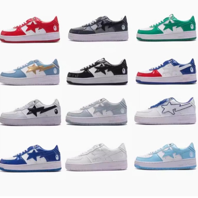 Wholesale Pure Original BAPESTA Full Range Ape Head Joint Marvel Patent Leather Thick Sole Increased Low-cut Men's and Women's Sneakers Wholesale Pure Original BAPESTA Full Range Ape Head Joint Marvel Patent Leather Thick Sole Increased Low-cut Men's and Women's Sneakers