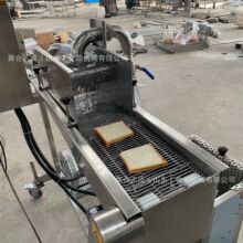 小型面包片淋浆机糖饼浸浆裹糠流水线甜甜圈巧克力浆液涂层冷却线
