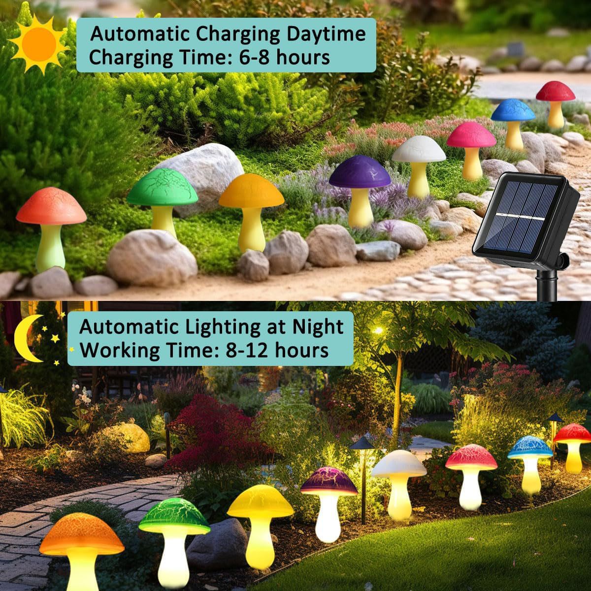 Lámpara solar de hongo impermeable para jardín y exterior_voghion.com