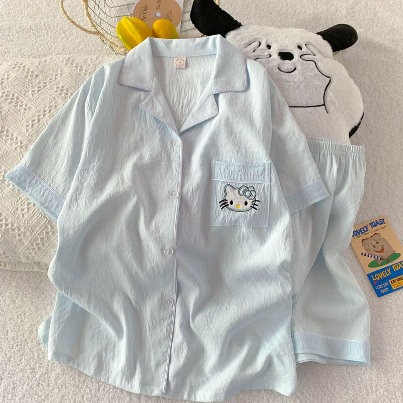 Pajamas Women's Summer Clouds Cotton Short Sleeve Shorts 2025 New Arrival Outwear Sweet suit Home Clothes Summer Thin