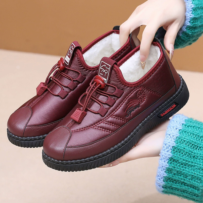 (Мовчатая шерсть) Зимняя мама обувь плюшевая толстая обувь среднего и пожилого возраста женская обувь короткая обувь теплая хлопчатобумажная обувь водонепроницаемая пожилая обувь