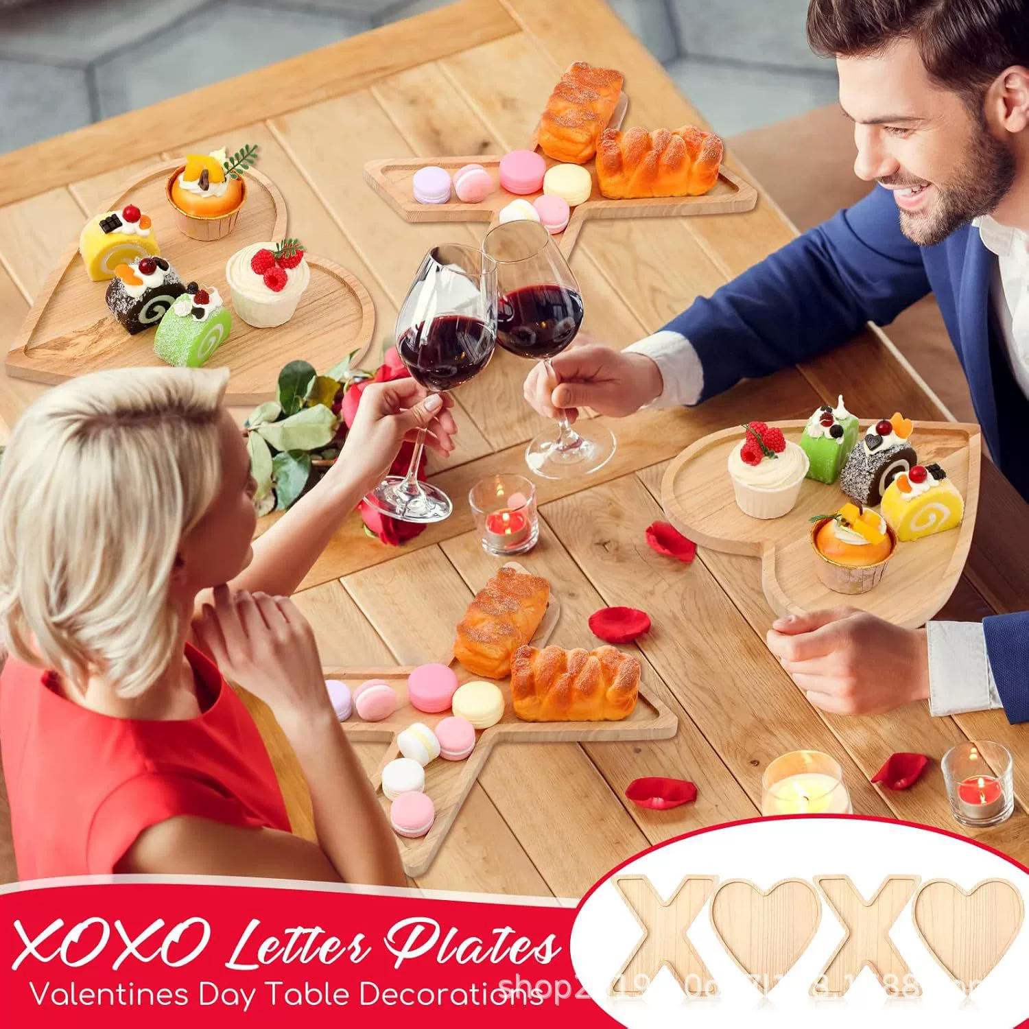 Деревянный поднос xoxo, кухонная палочка, закусочная тарелка, десертная тарелка, День Святого Валентина, годовщина, свадебная доска для закусок