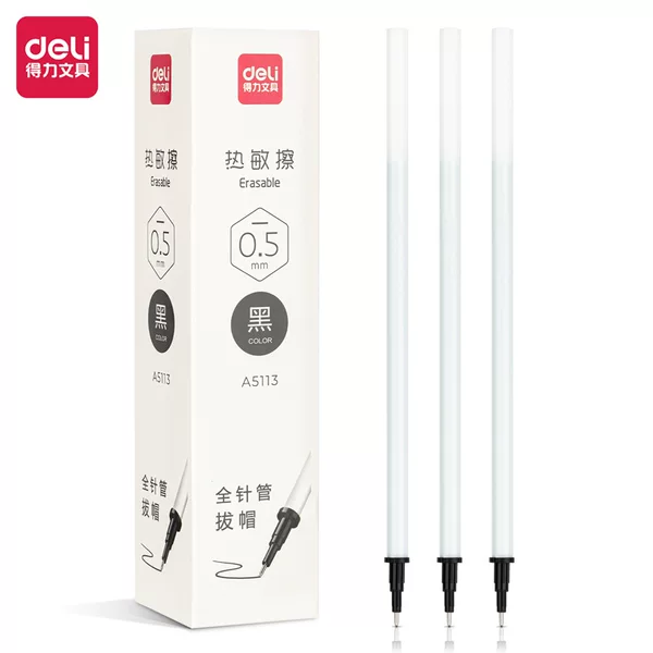 Deli Erasable Neutral Refill 0.5mm Pull Cap Full Needle Mocle Refill Student Supplies Stationery Wholesale