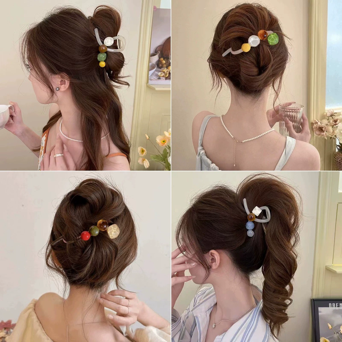 Модный краб-заколка, круглые бусины, акула, большая заколка, элитный аксессуар для волос, стиль высокого качества, новая коллекция