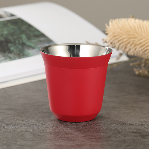 Transfronterizo 304 tazas de acero inoxidable tazas de café de doble capa de aislamiento térmico tazas de té de pequeña capacidad portátiles de aislamiento térmico portátiles