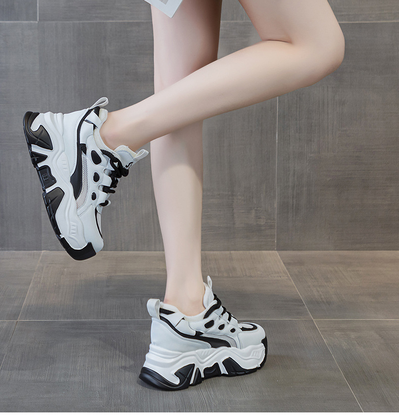 Giày sneaker nữ đế xuồng tăng chiều cao, dáng chunky đế dày thoáng khí, phối màu đa dạng — M2516-2 đen trong suốt lưới, M2516 kaki một lớp bên trong, M2516-1 trắng be lót nhung, M2516-1 màu đen lót nhung chi tiết 53
