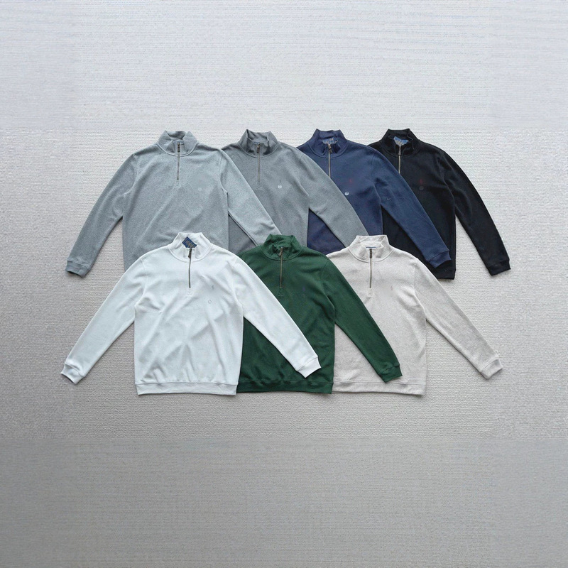 Cross-Border Supply Rl Ralph Lauren Women's Half-Zip Sweatshirt with Rl Pony Logo Embroidery, Couple Style, Stand Collar, Long Sleeve, Men's