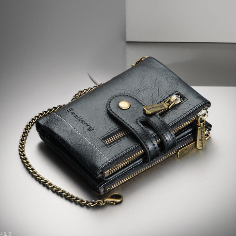 New men's short wallet men's high-end cross-border business double zipper pu men's wallet retro small wallet men New men's short wallet men's high-end cross-border business double zipper pu men's wallet retro small wallet men
