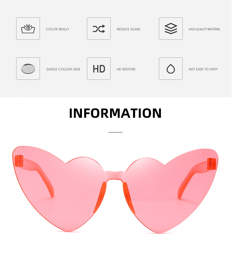 Fashion Heart Shape Pc Special-shaped Mirror Frameless Women's Sunglasses display picture 1