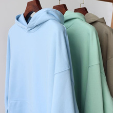 重磅350g落肩潮牌连帽卫衣定制店服长袖工衣定做活动团体服印logo